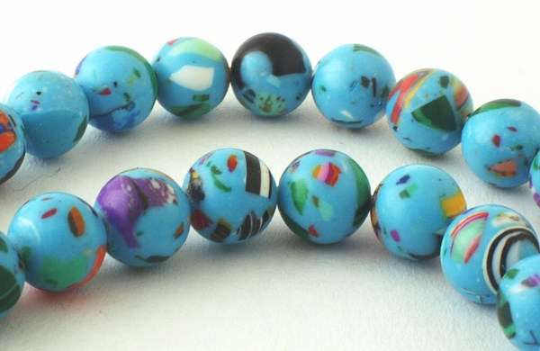 Light-Blue Picasso Calsilica Beads - 6mm