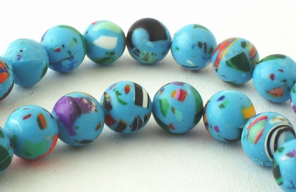 Light-Blue Picasso Calsilica Beads - 6mm