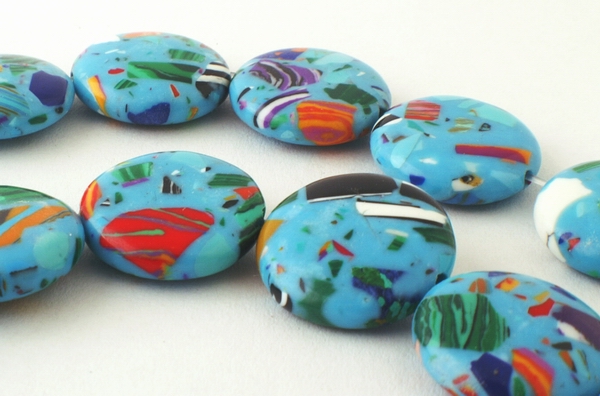 Light Blue Picasso Calsilica Button Beads