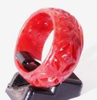 Vibrant Chinese Carved Red Jade Ring