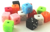50 Colorful Dice Cube Pony Beads - 7mm