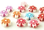 35 Large Petal Pony Beads - Red, Blue, Purple & White