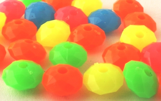 200 Fluorescent Faceted Diamond Pony Beads