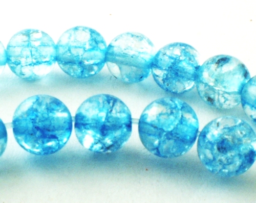 Vibrant Electric Blue Crackle Rock Crystal 6mm Beads
