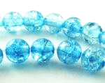 Vibrant Electric Blue Crackle Rock Crystal 6mm Beads
