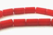 51 Rosewood-Red Coral Tube Beads - 8mm x 4mm