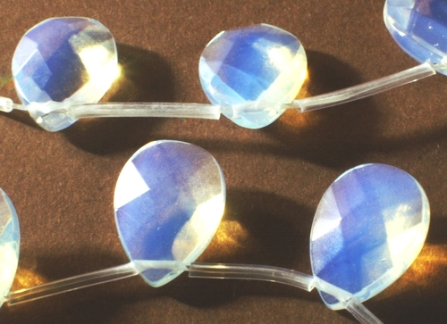 18 Large Faceted Moonstone Teardop Beads - 18mm x 12mm