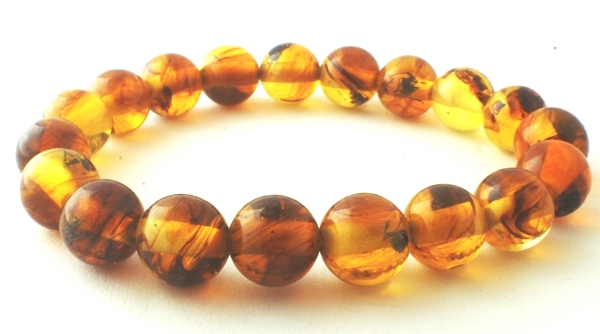 Elegant Old-Gold-Amber Bead Bracelet