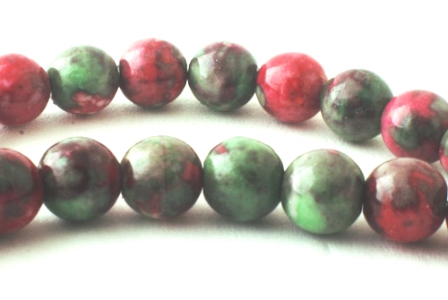 Rosewood-Red & Green 6mm Rain Flower Viewing Stone Beads