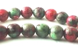 Rosewood-Red & Green 6mm Rain Flower Viewing Stone Beads