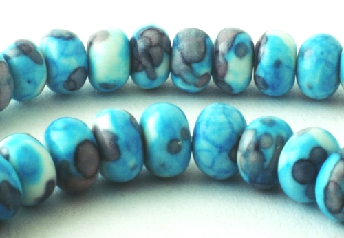 98 Versatile Turquoise-Blue Rain Flower Rondelle Viewing Stone Beads