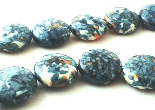 25 Large Glaucous-Blue Rain Flower Viewing Stone Button Beads