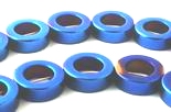 32 Dramatic Large AB Neon-Blue Hematite Frame Ring Beads - 12mm