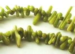 Wild Green Coral Angel-Hair Coral Icicle Chip Beads