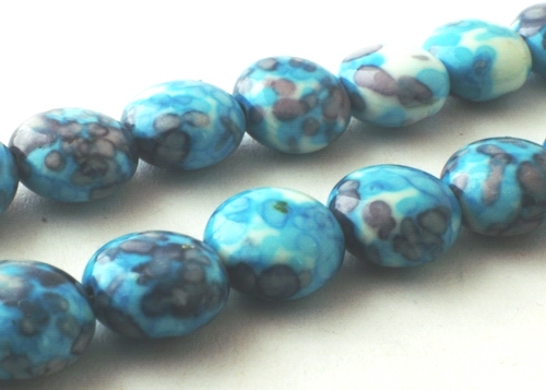 40 Aqua Blue Rainflower Viewing Stone Button Beads