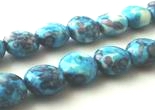 40 Aqua Blue Rainflower Viewing Stone Button Beads