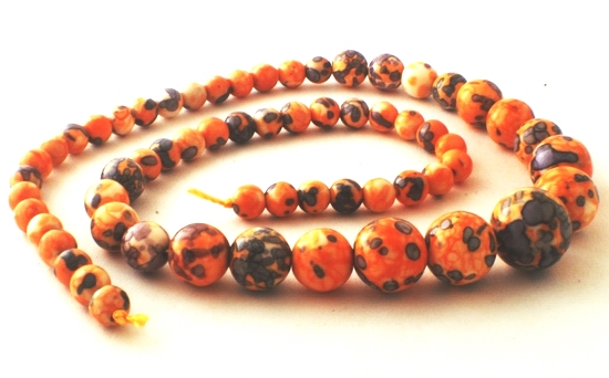 Graduated Summer-Orange Rain Flower Viewing Stone Beads - 14mm to 6mm