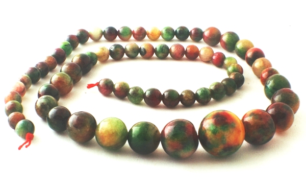 Graduated Autumn Jade Bead Strand - 14mm to 6mm