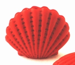 2 Deep-Red Cinnabar Shell-Shape Beads