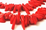 96 Long 30mm Red Coral Top-Drill Icicle Beads - Heavy!