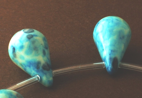 22 Sleet Aqua-Blue Rainflower Viewing Stone Teardrop Beads