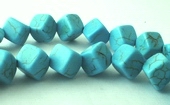 40 Large 8mm Blue Turquoise Cube Beads