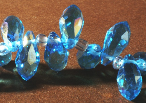 50 Sparkling AB Baby Blue Baby Teardrop Beads - Top-Drill