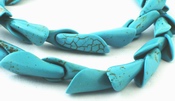 44 Unusual Large Closed-Petal Blue Turquoise Beads - 19mm x 7mm