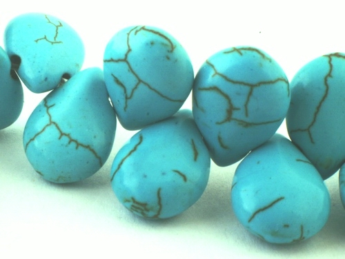 76 Large Blue Turquoise Teardrop Top-Drill Beads