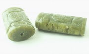 Massive 32mm Carved Antique Jade Rectangle Pillow Bead