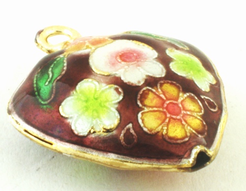 Beautiful  Cloisonne Heart Pendant - 25mm x 20mm x 10mm