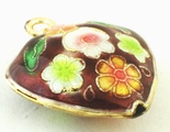 Beautiful  Cloisonne Heart Pendant - 25mm x 20mm x 10mm