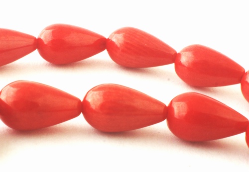 40 Sexy Shiny Red Coral Teardrop Beads