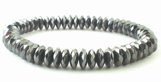 Super-Slick Shiny Faceted Diamond Hematite Bracelet