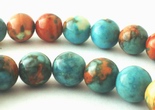 Shiny Aqua-Blue & Orange Rainflower Viewing Stone Beads - 4mm, 6mm or 8mm