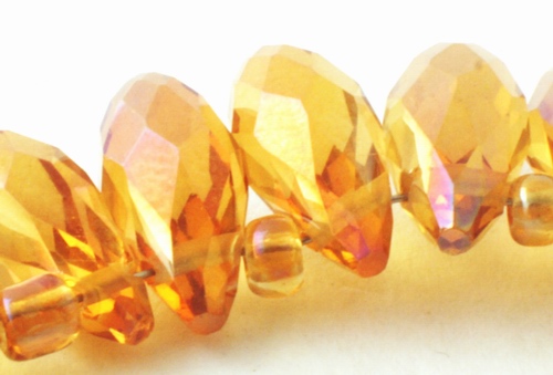 48 Sparkling Faceted Amber Teardrop Crystal Top-Drill Beads