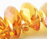 48 Sparkling Faceted Amber Teardrop Crystal Top-Drill Beads