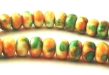 100 Bright Orange & Green Rain Flower Viewing Stone Rondelle Beads