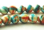 Light Versatile Orange & Blue Rainflower Viewing Stone Beads - 6mm