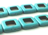 21 Large Blue Turquoise Square Frame Beads - Unusual!