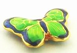 Heavy Little Fluorescent Green Cloisonne Butterfly Pendant - Unusual!