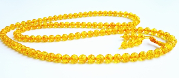 Bumblebee Yellow Amber Mala Necklace