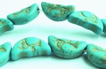 26 Unusual Carved Half-Moon Aqua-Blue Turquoise Beads