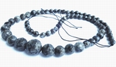 Long Faceted Graduated Cadet-Grey Agate Bead Strand