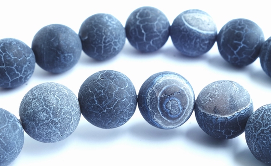 Frosted Charcoal-Grey Matte Agate 10mm Beads