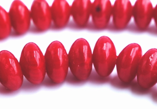 132 Vibrant Fire-Engine Red Coral Rondelle Beads - 5mm x 3mm