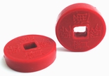 2 Red Cinnabar Imperial Chinese Money Beads