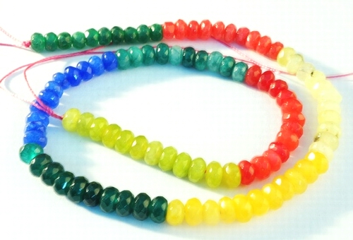 96 Faceted Striking Rainbow Agate Rondelle Beads