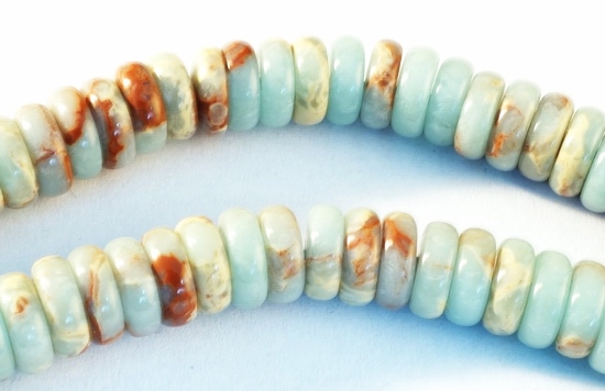 133 Pale-Green & Grey Snakeskin Jasper Rondelle Beads