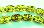 40 Enchanting Yellow-Green Amber Barrel Beads